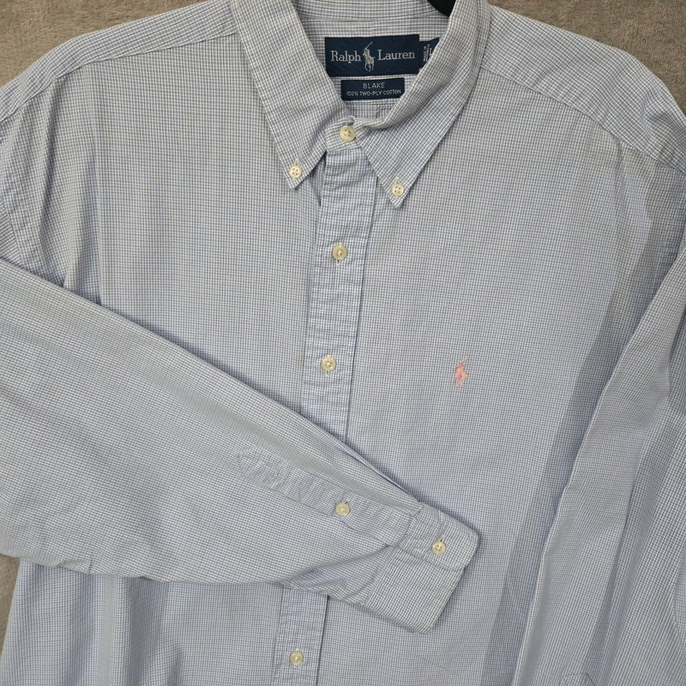 Ralph Lauren Blake Mens Shirt Large Gingham Ivy League Minimalist Preppy Classic